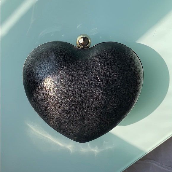Forever21 black heart-shaped silver studded clutch - Picture 2 of 4